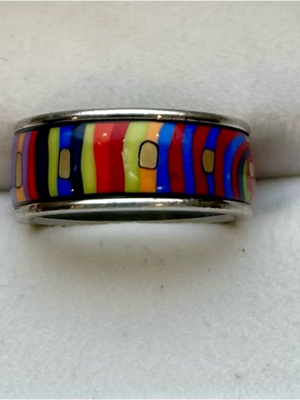FREYWILLE Ring 💍 - Hundertwasser “Spiral of Life” Miss Ring Fire Enamel Silver - Picture 4 of 13
